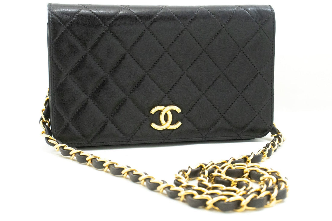 Top Quality Chanel Full New Chain Shoulder Bag Clutch Black Quilted Lambskin