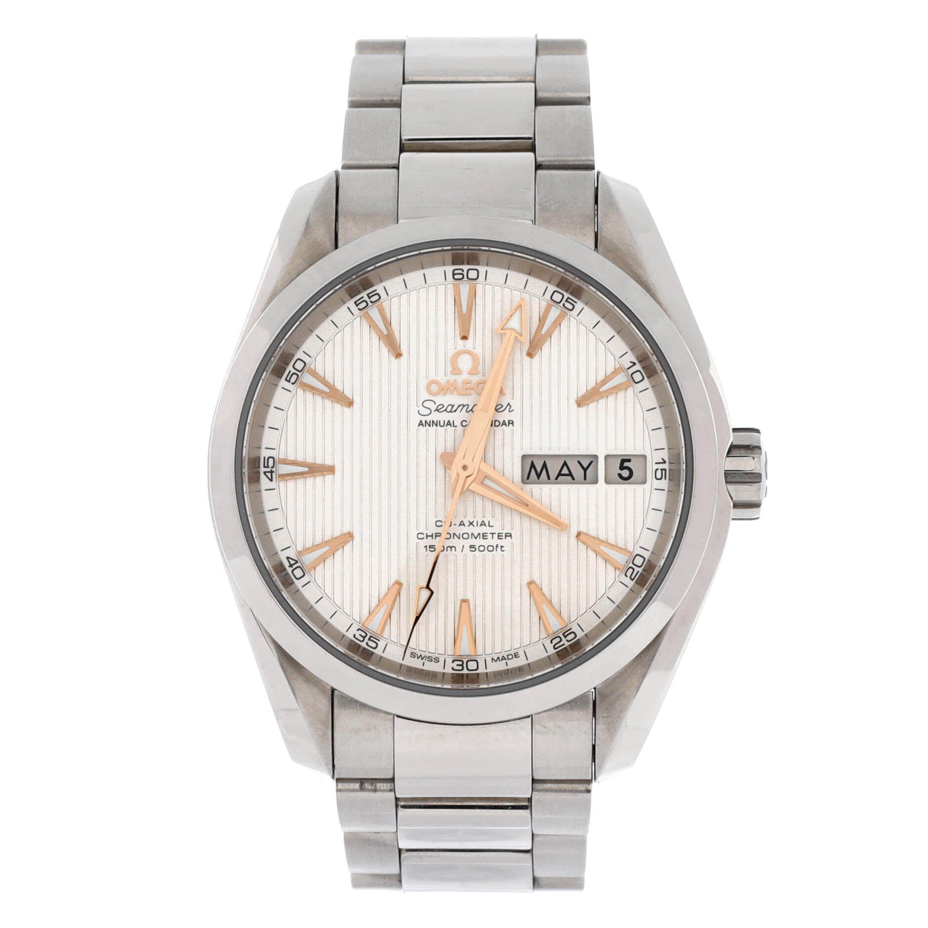 Omega Seamaster Aqua Terra 150M Day-Date Co-Axial Chronometer Automatic Watch Stainless Steel 38