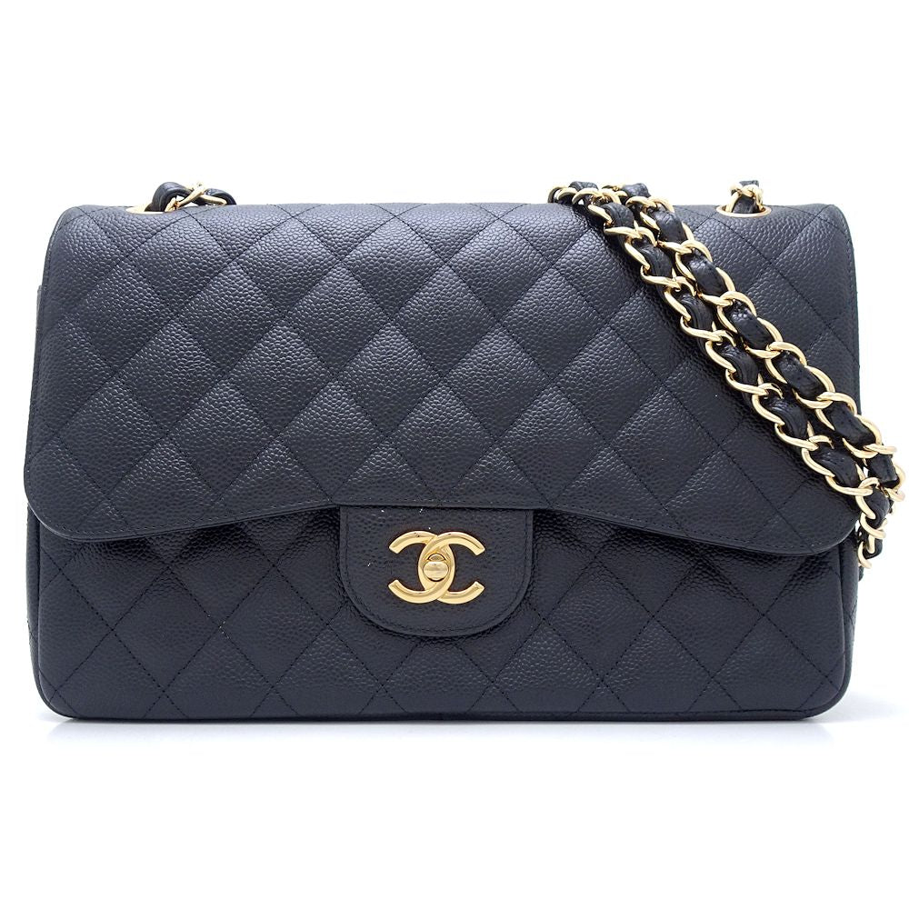 Chanel Caviar Shoulder Bag Matelasse Black
