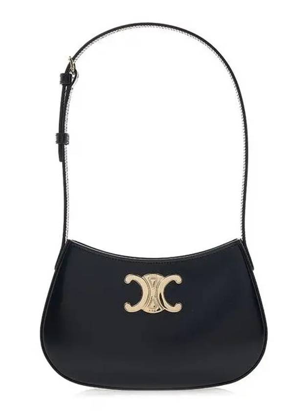 CELINE Tilly Medium Shiny Calfskin Shoulder Bag Black