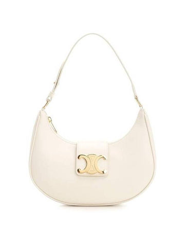 CELINE Ava Triomphe Smooth Calfskin Shoulder Bag White
