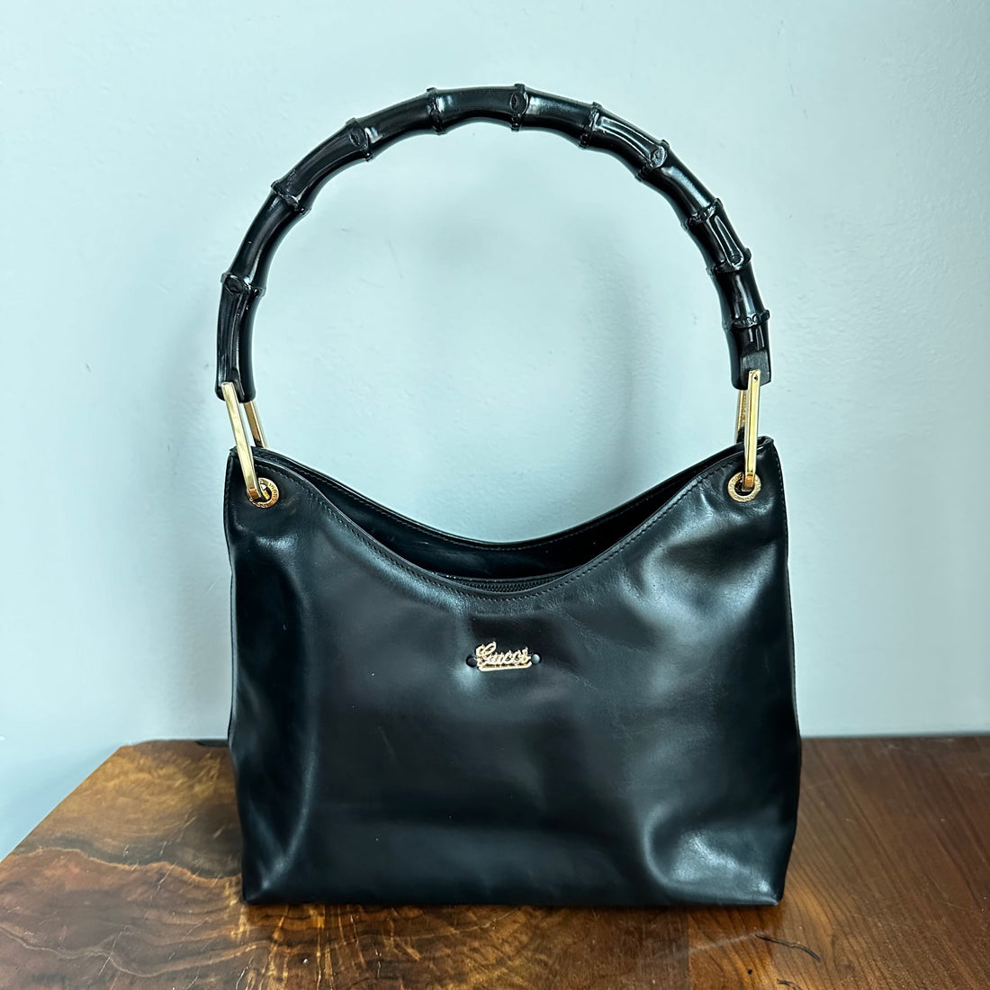 The Grackle - Prestige Totes Bags Gucci Bamboo Shoulder Bag in Black Leather