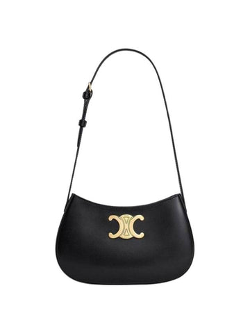 CELINE Tilly Medium Shiny Calfskin Shoulder Bag Black