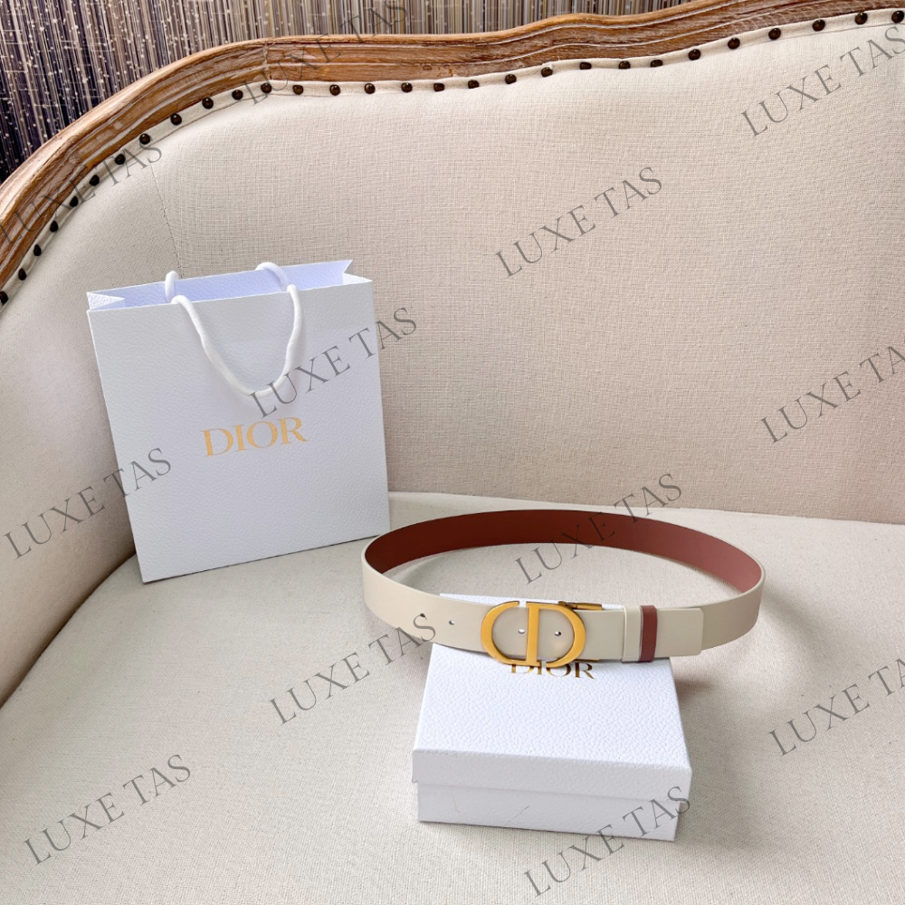 35mm Dusty Ivory and Heritage Pink 30 Montaigne Reversible Belt Designer Belts for Women