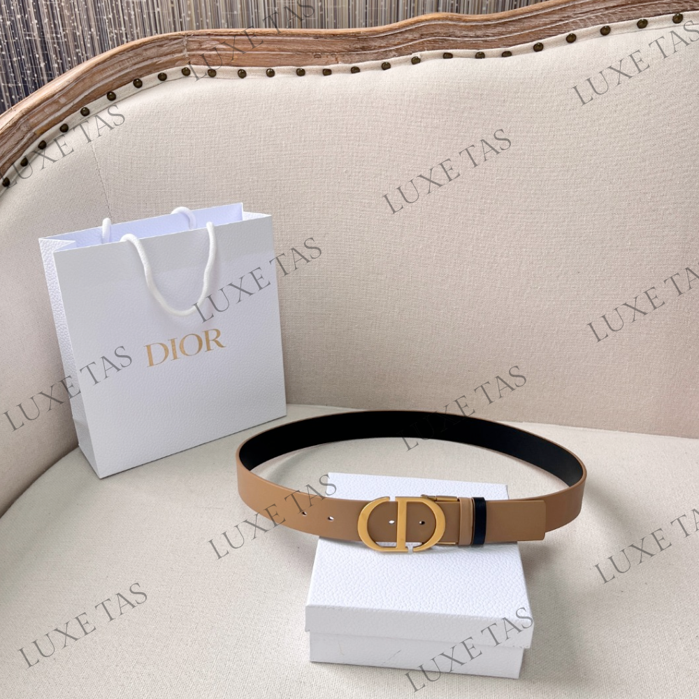 35mm Hazelnut and Black 30 Montaigne Reversible Belt Designer Belts for Women