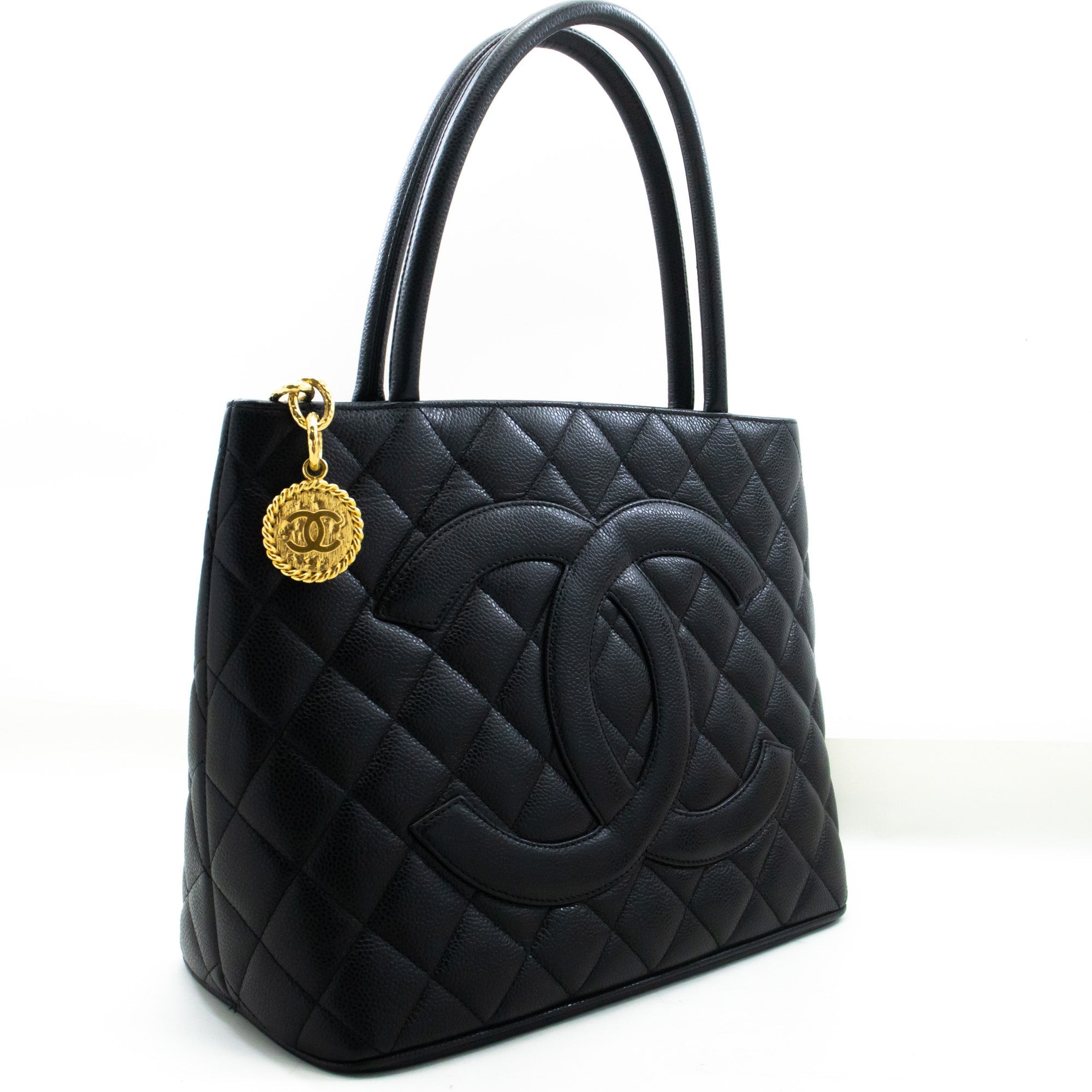 Top Quality Chanel Gold Medallion Caviar Shoulder Bag Grand Shopping Tote