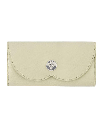 Burberry Scallop Flap Leather Wallet Women Beige Wallets & Pouches