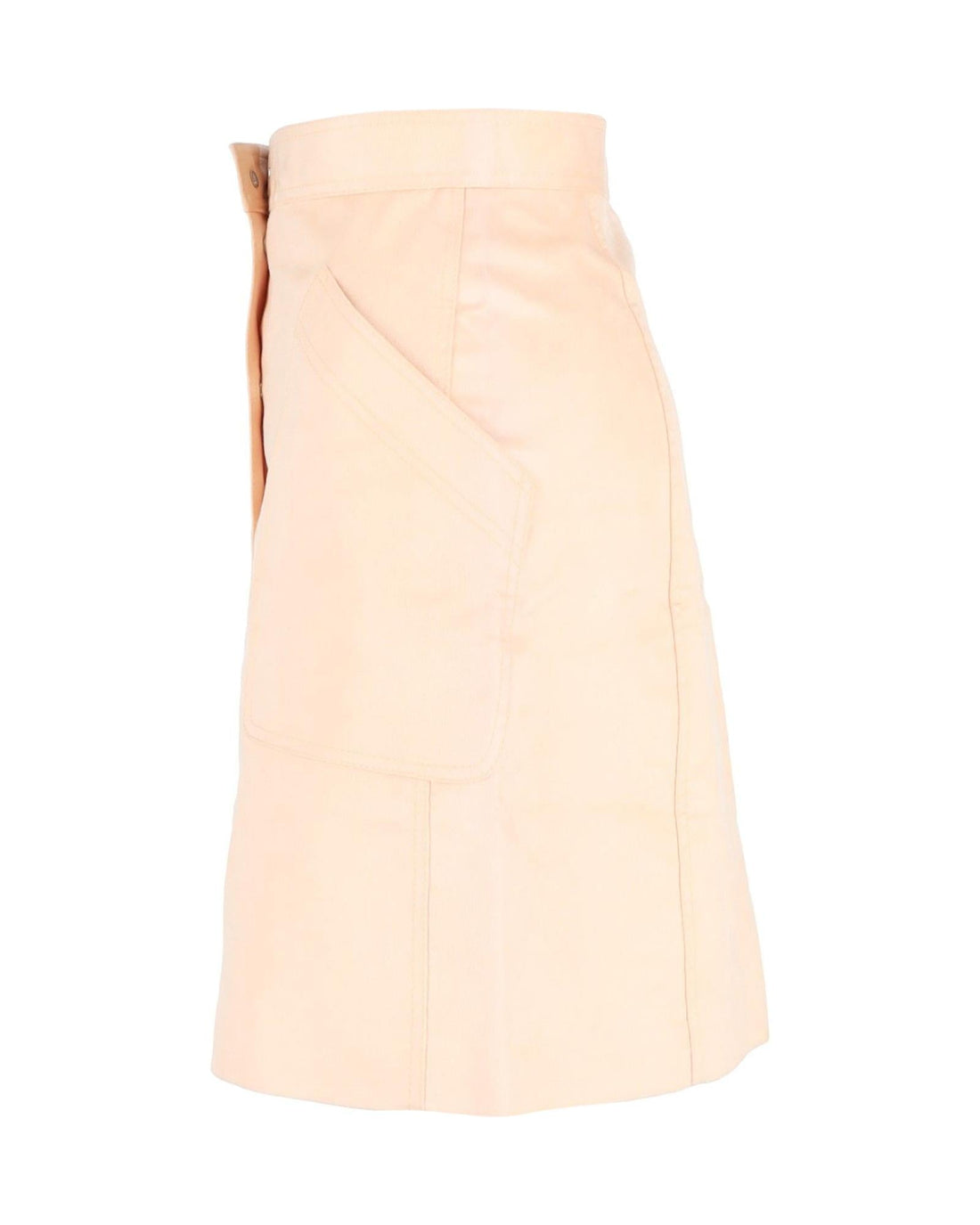 Bottega Veneta Leather ALine Button Skirt Women Beige Mini Skirts