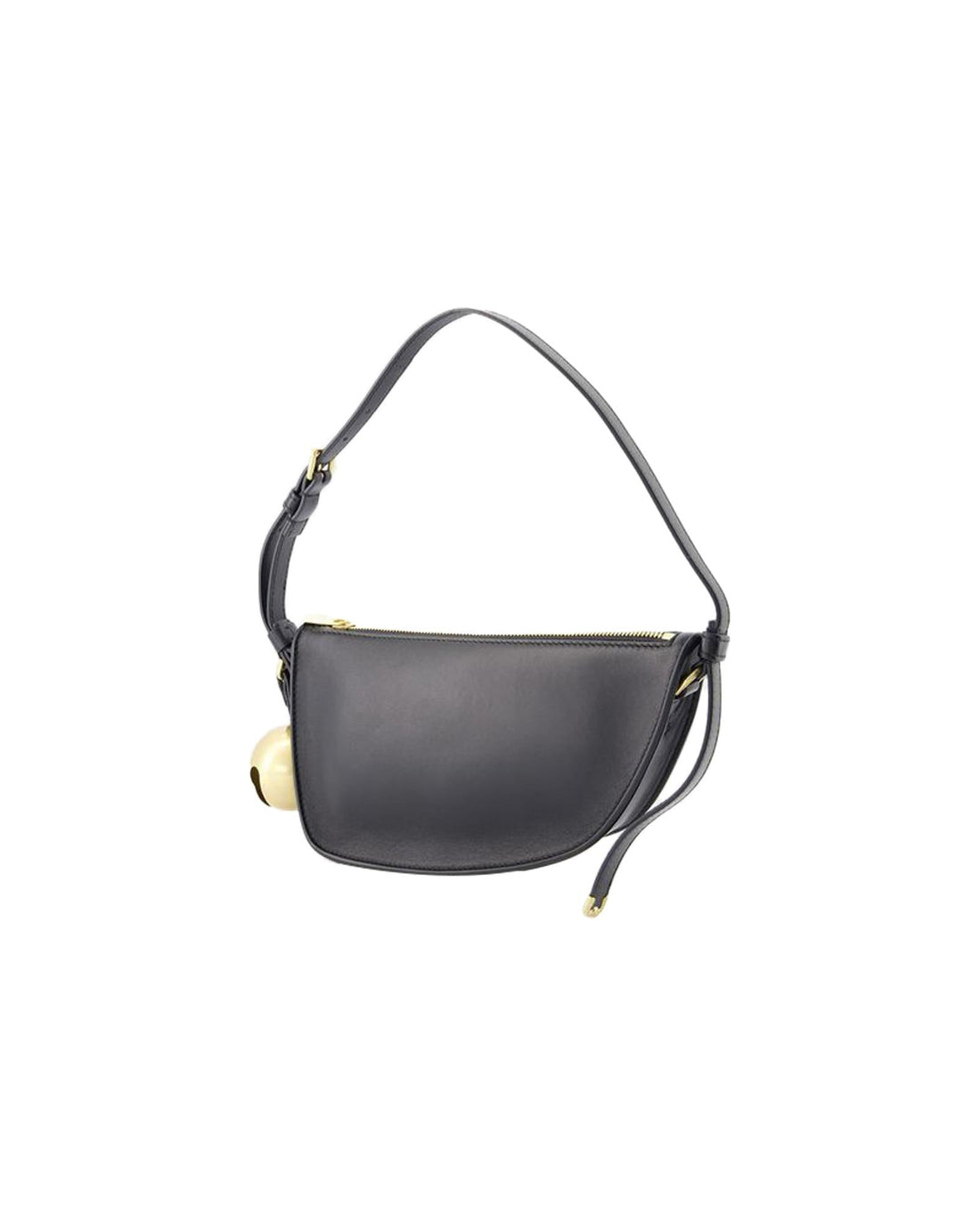 Burberry Curved Leather Shoulder Bag with Bell Detail Women Black