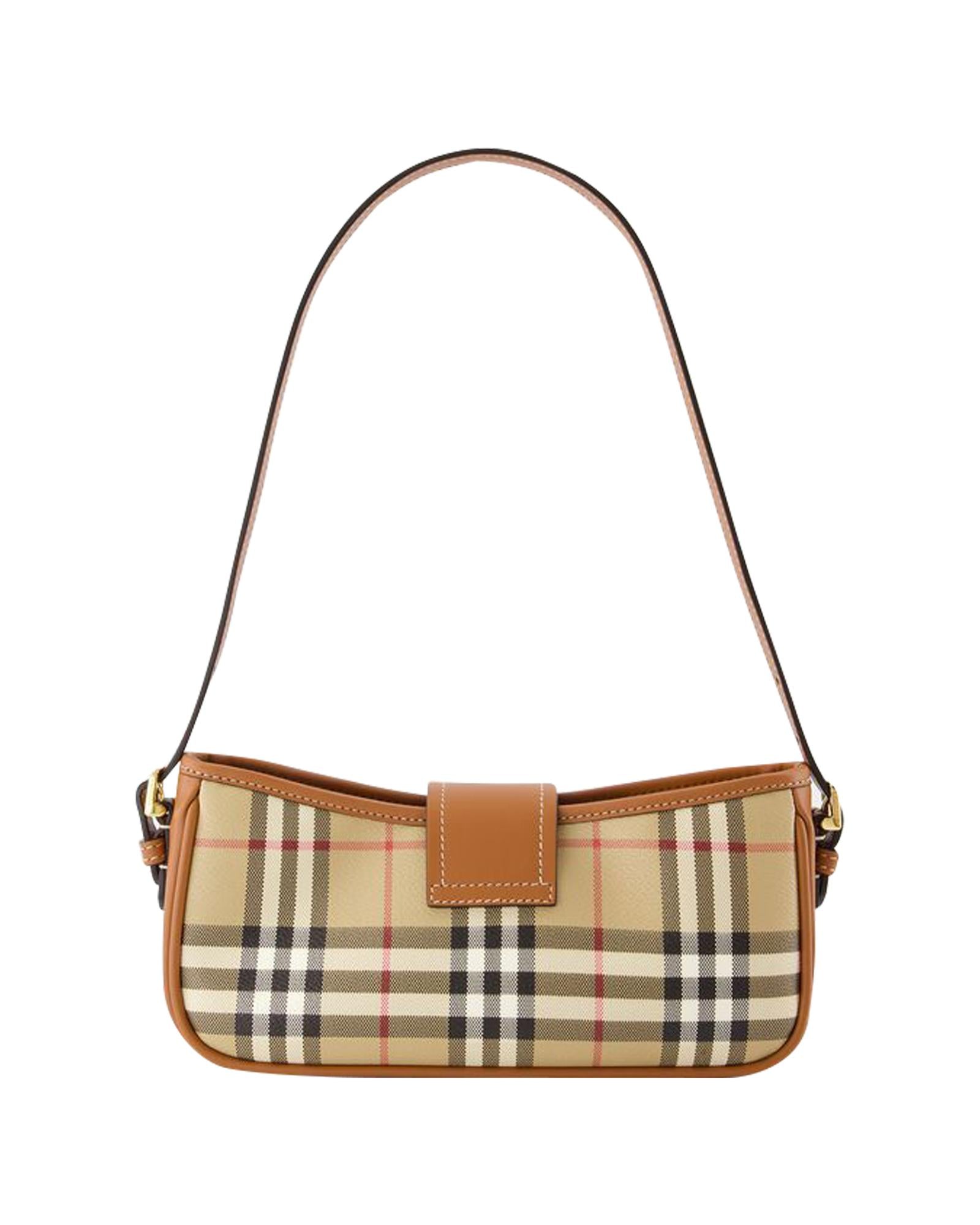 Burberry Mini Check Shoulder Bag Women Brown Handbags