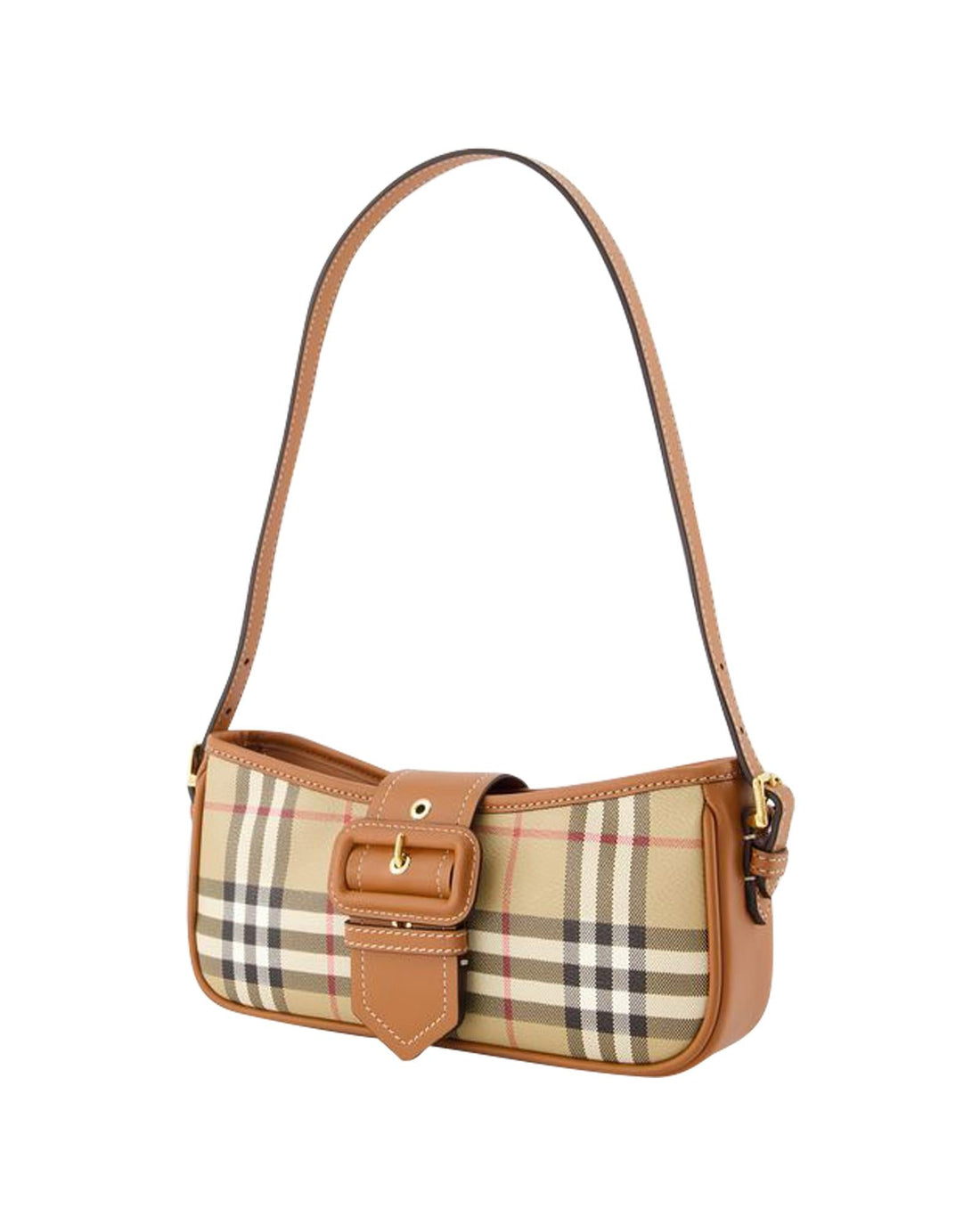 Burberry Mini Check Shoulder Bag Women Brown Handbags