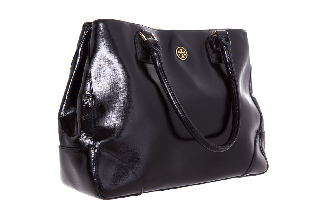 Tory Burch Black Patent  Leather Tote