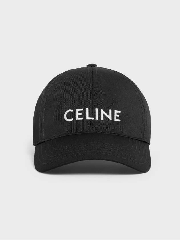 CELINE Embroidered Logo Cotton Ball Cap Black
