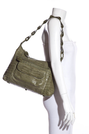 Nancy Gonzalez Green Genuine Crocodile Shoulder Bag