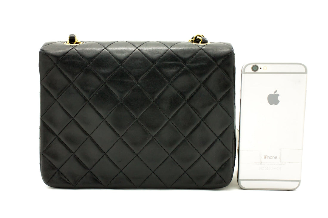 CHANEL Mini Square Small Chain Shoulder Bag Crossbody Black Quilt f77