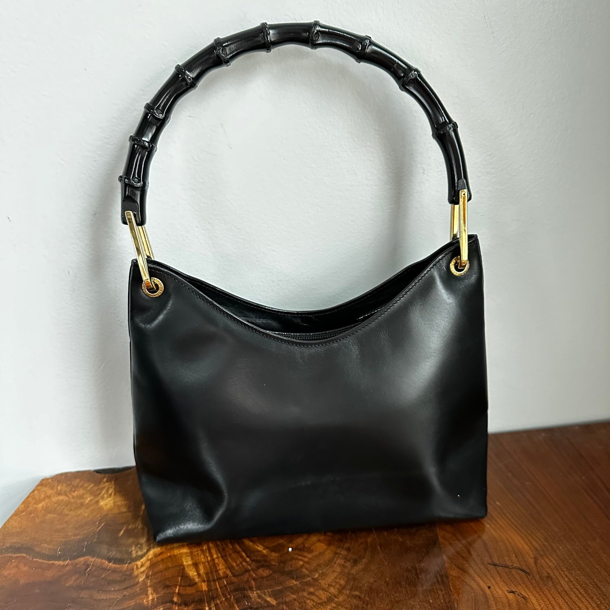 The Grackle - Prestige Totes Bags Gucci Bamboo Shoulder Bag in Black Leather