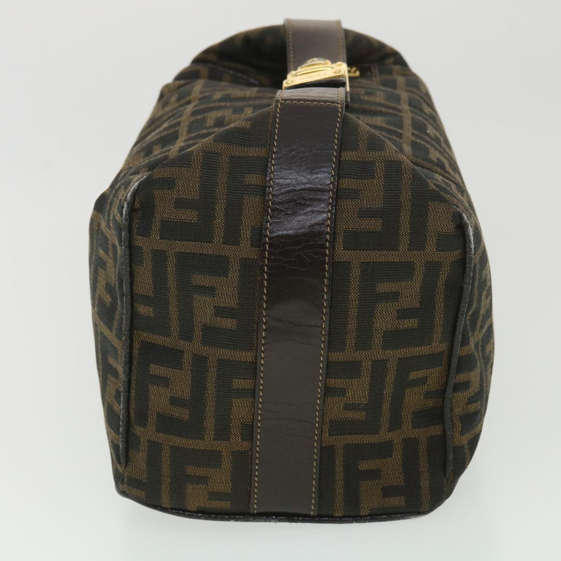 FENDI Zucca Canvas Vanity Cosmetic Pouch Black Brown Auth 37617
