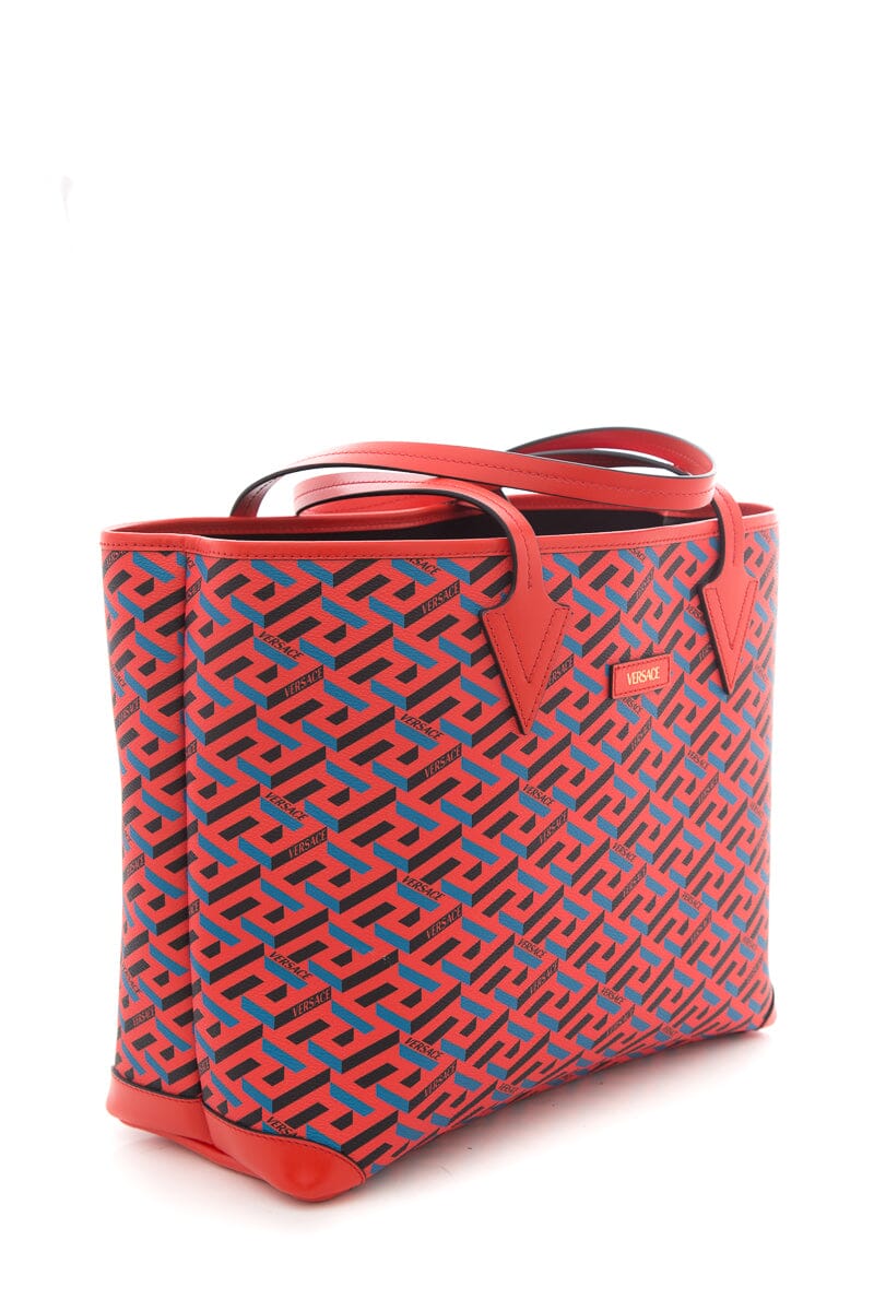 Versace La Greca Monogram Red Tote
