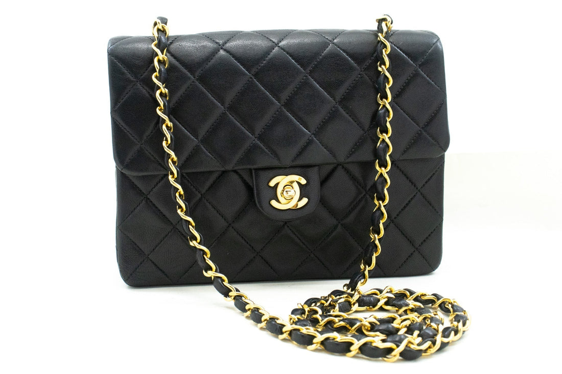 Top Quality Chanel Mini Square Small Chain Shoulder Bag Crossbody Black Lamb