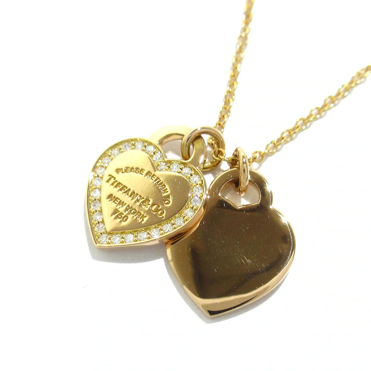 18K Rose Gold Diamond Return to Double Heart Necklace