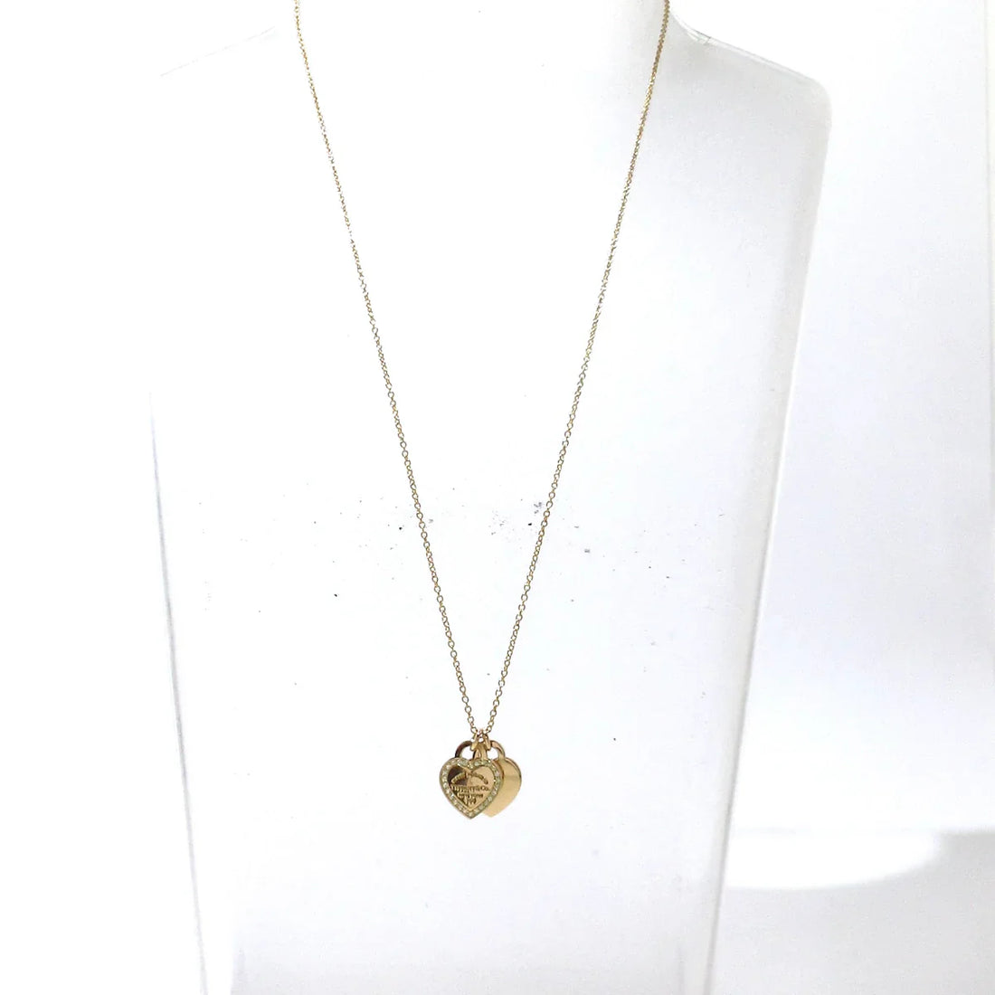 18K Rose Gold Diamond Return to Double Heart Necklace