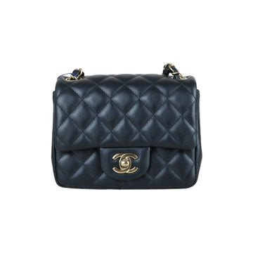 Very Good ( Rank A)? CHANEL Lanbskin Square 17  Shoulder Bag Black IC Chips Model ?W25051701
