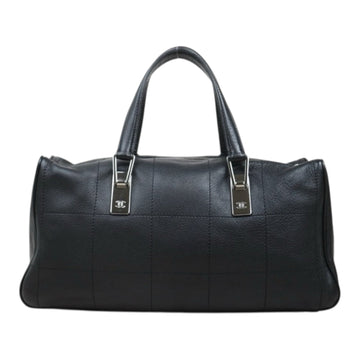 Very Good ( Rank A)? CHANEL Calfskin Choco Bar Handbag Black Made in 2003-2004 Year?P25062706