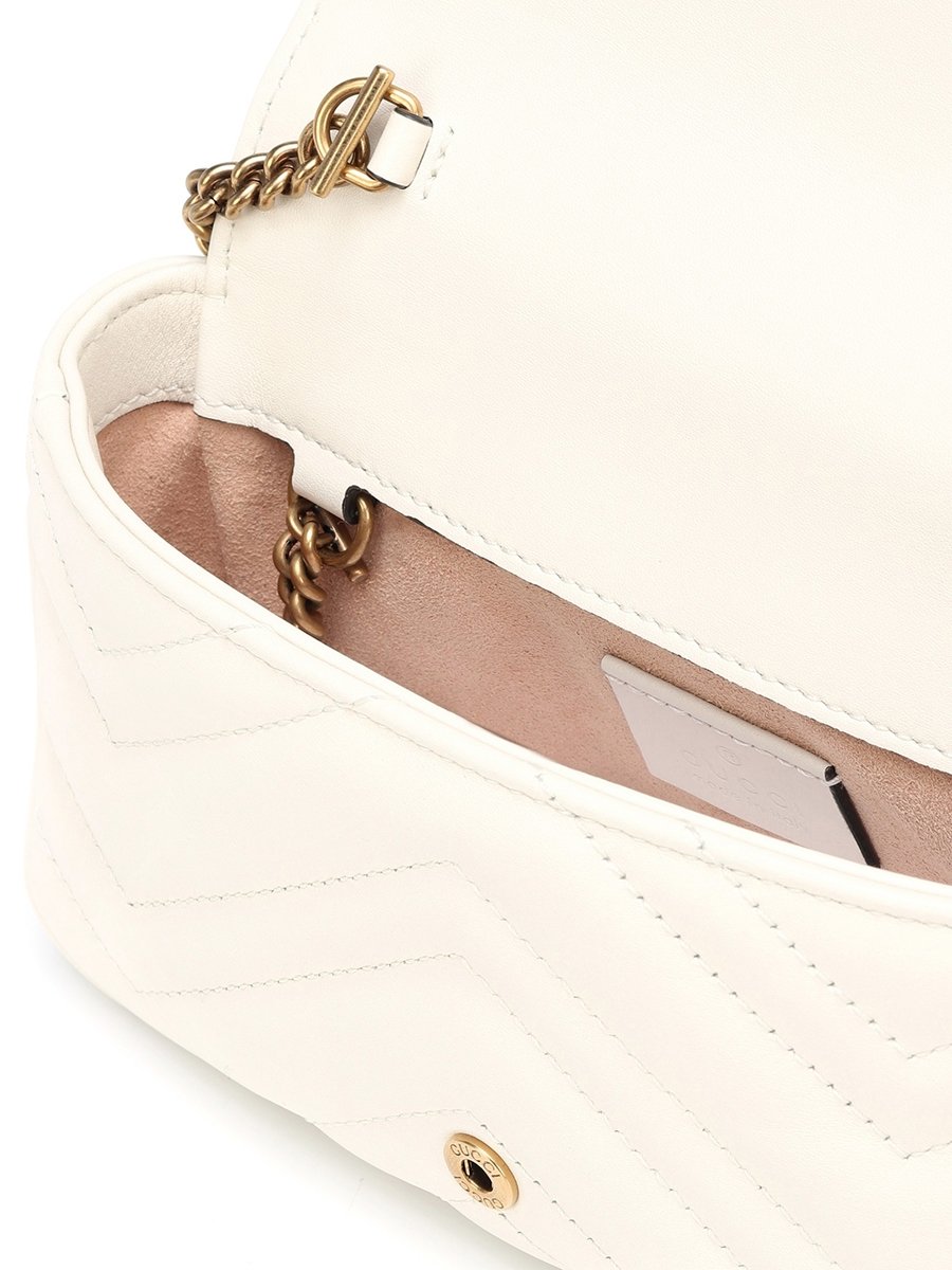 GG Marmont Super Mini Matelassé Cream Leather Shoulder Bag