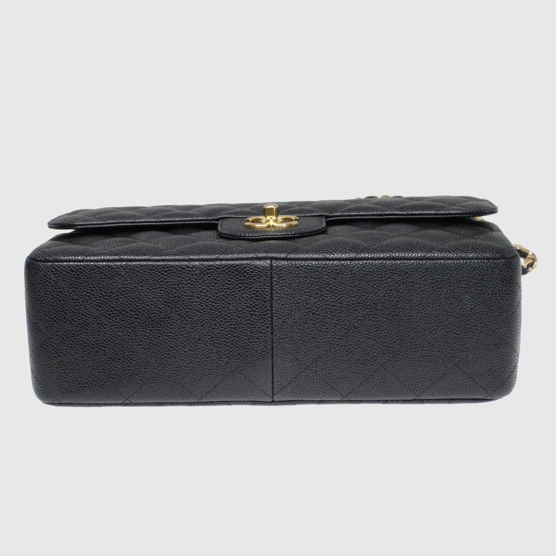 Black Jumbo Classic Caviar Double Flap Bag w/ GHW
