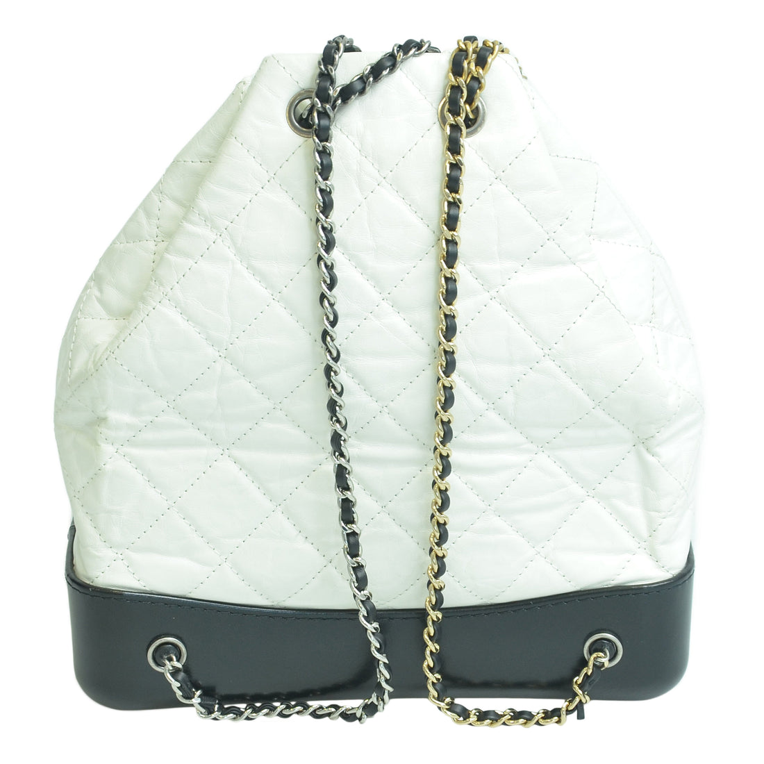 Chanel White/Black Quilted Gabrielle Back Pack