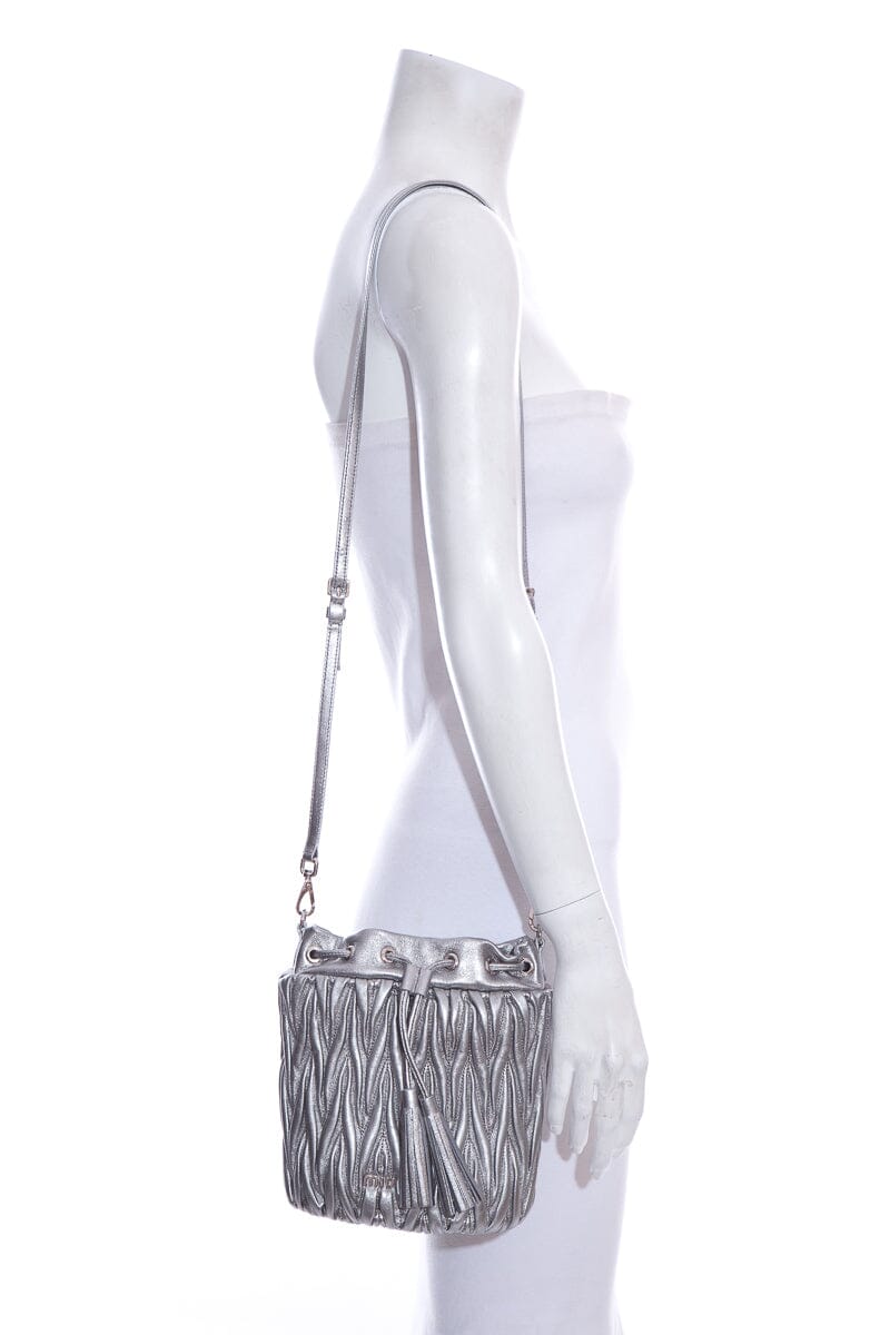 Miu Miu Silver Bandoliera Chain Bucket Bag
