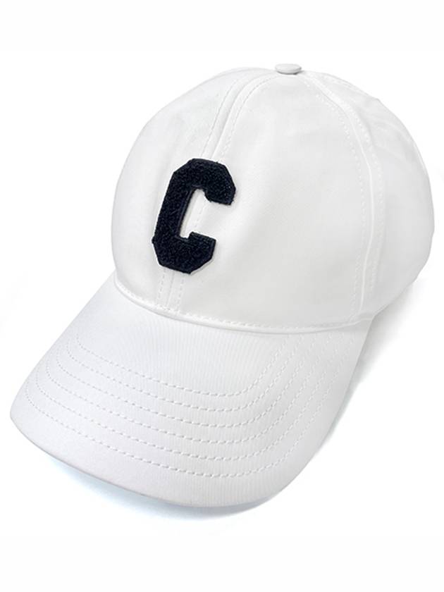 CELINE Initial C Patch Cotton Ball Cap White