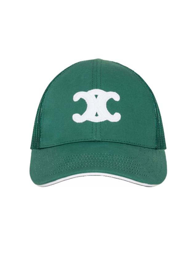 CELINE Triomphe Patch Cotton Mesh Ball Cap Dark Green