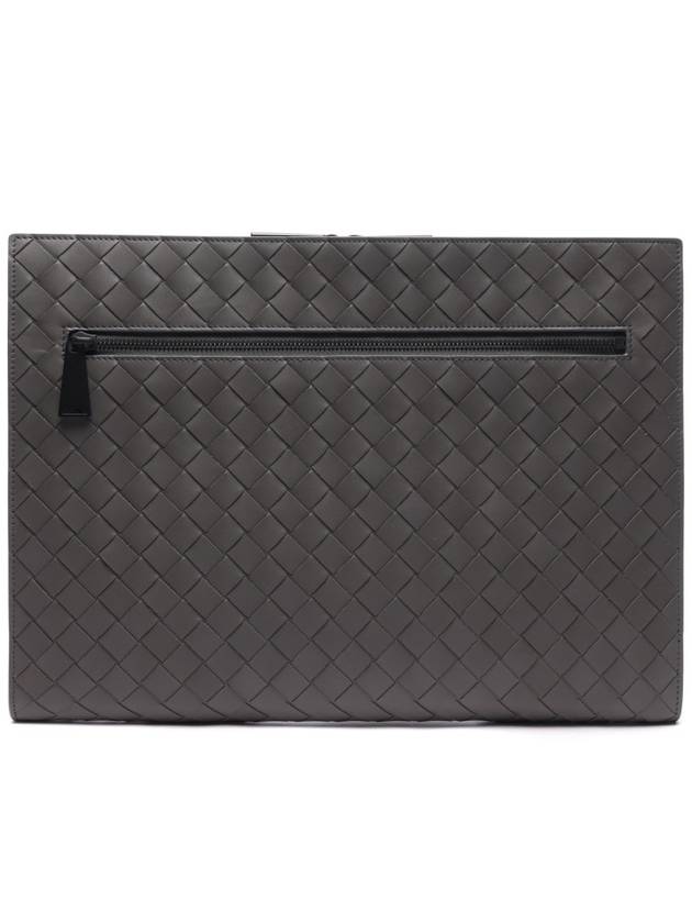 Bottega Veneta Intrecciato Document Clutch Bag Grey