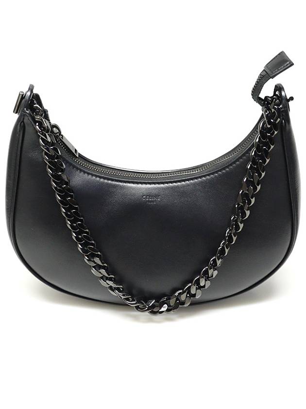 CELINE 199583DGQ 38NN Black Calfskin AVA Chain Hobo Medium Shoulder Bag