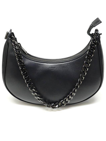 CELINE 199583DGQ 38NN Black Calfskin AVA Chain Hobo Medium Shoulder Bag