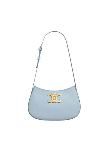 CELINE Tilly Medium Shiny Calfskin Shoulder Bag Light Blue