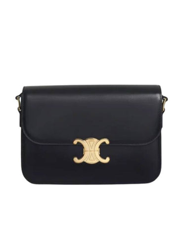CELINE Teen Triomphe Shiny Calfskin Cross Bag Navy Blue