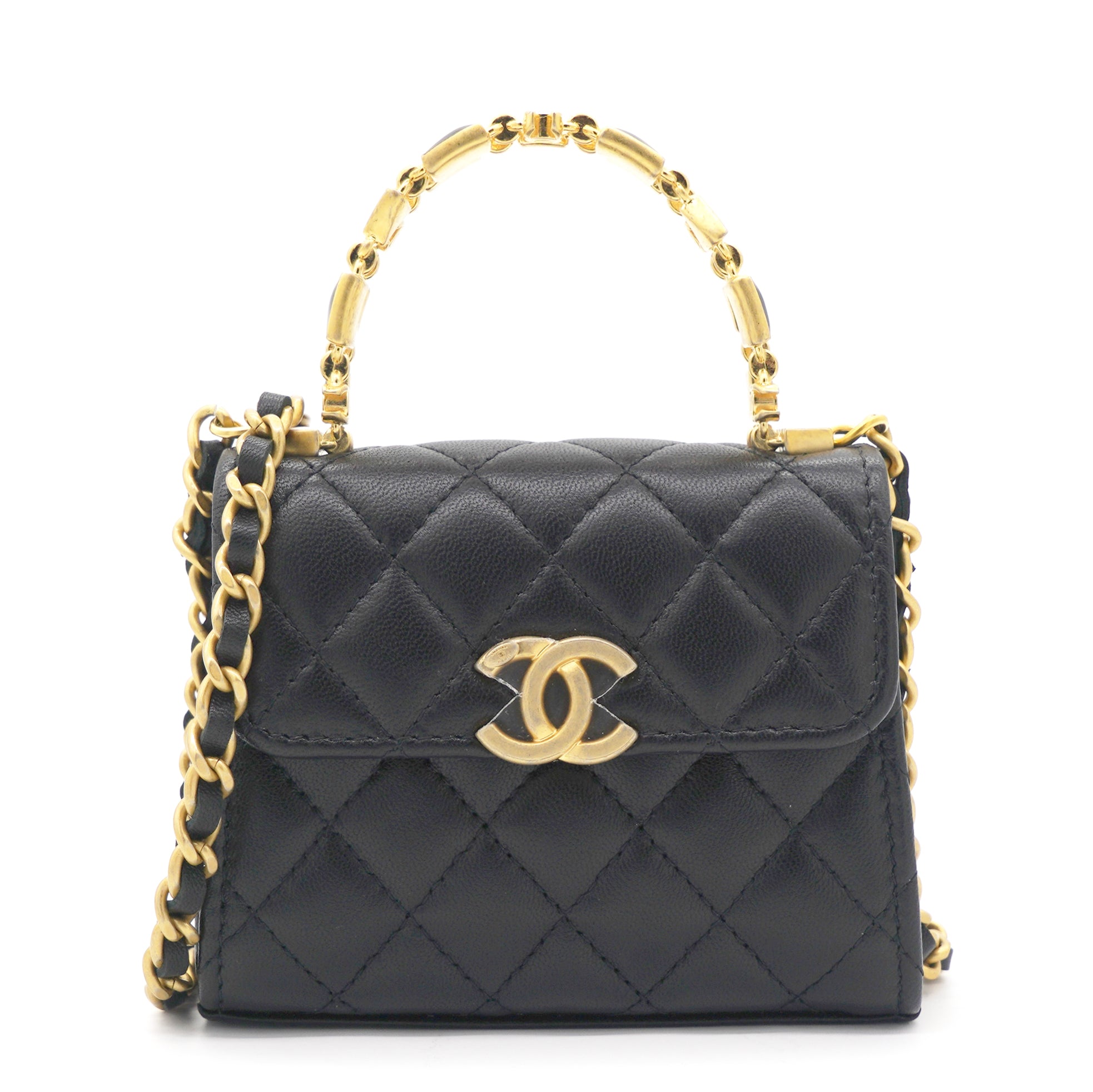 Chanel Mini Handle Clutch with Chain Black