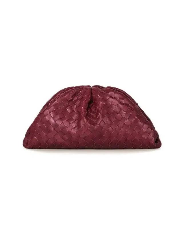 Bottega Veneta Intrecciato Nappa Leather Dumpling Clutch Bag Burgundy