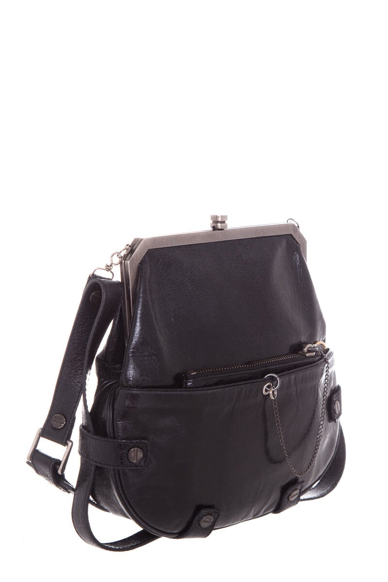 Lanvin Vintage Black Aged Leather Shoulder Bag