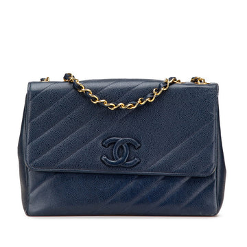 Chanel Coco Mark Bias Stitch Caviar Shoulder Bag