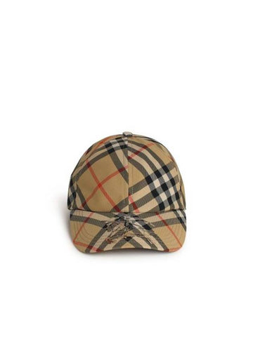 Burberry Log Check Ball Cap Beige