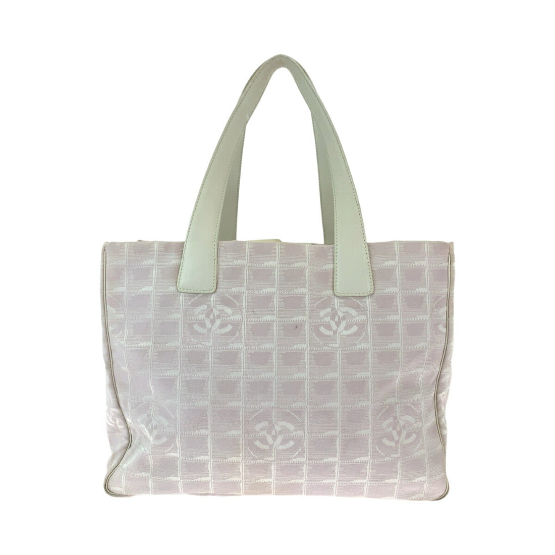 Chanel Canvas Tote Bag Pink White Gold