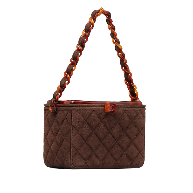 Chanel Matrases Cocomark Chain Vanity Bag Brown wedish Lady Chanel
