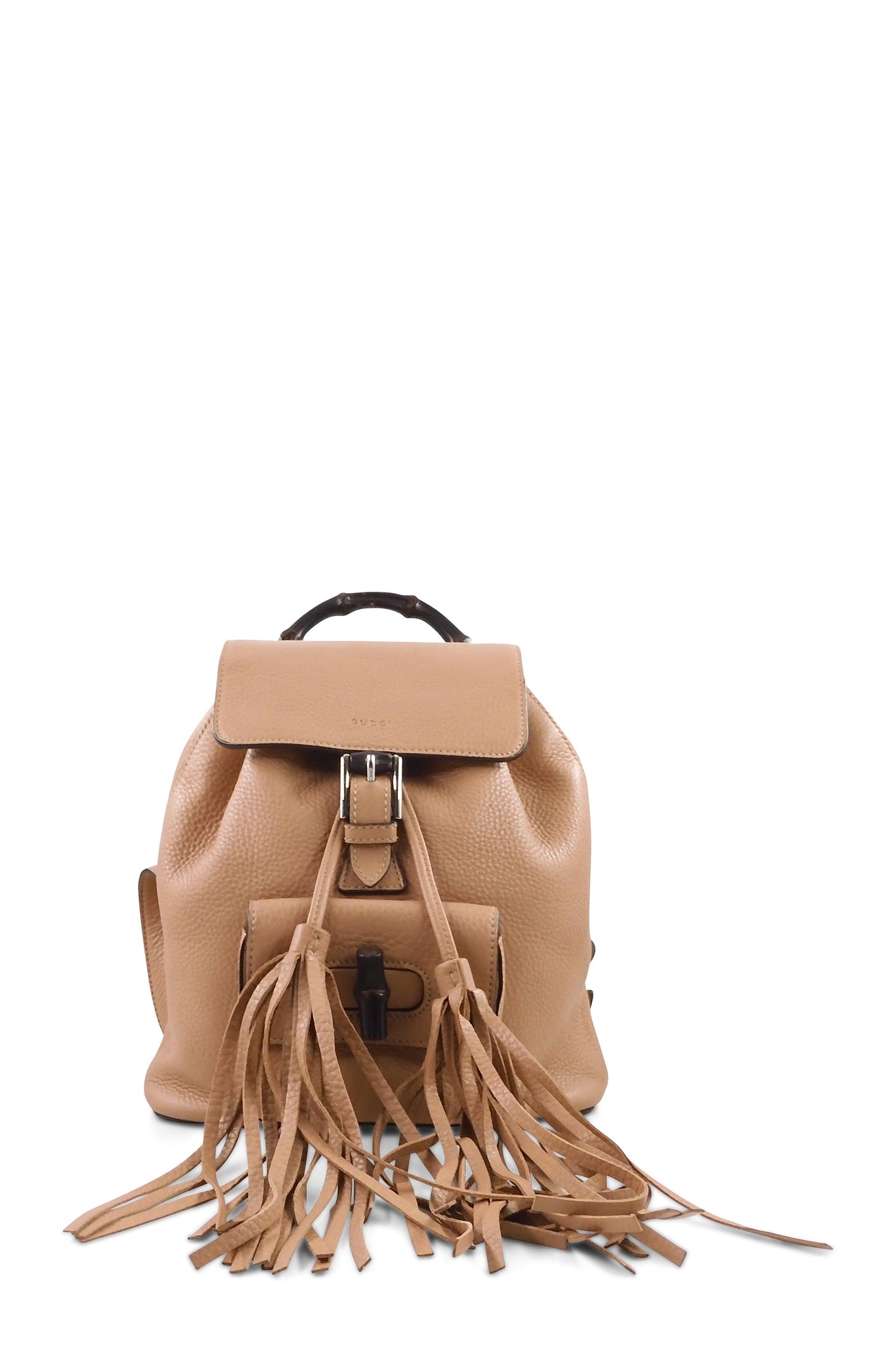 Leather Bamboo Backpack Beige