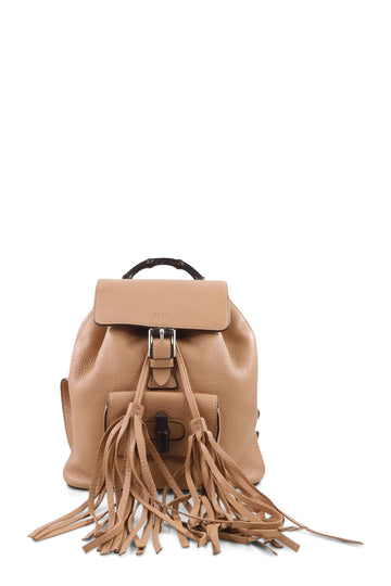 Leather Bamboo Backpack Beige