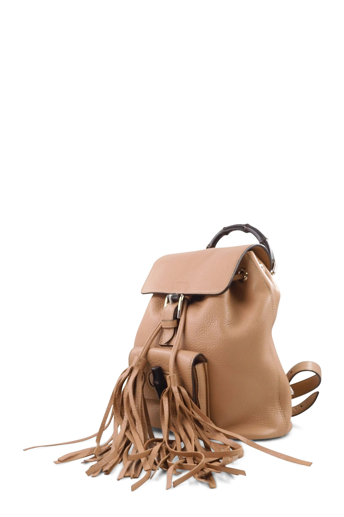 Leather Bamboo Backpack Beige
