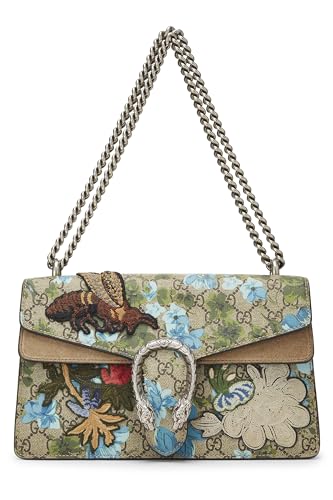 Gucci, Blue GG Supreme Canvas Embroidered Dionysus Shoulder Bag Small, Brown