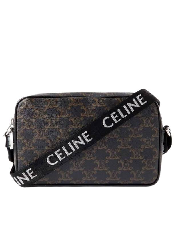 CELINE Triomphe Medium Canvas Messenger Bag Black